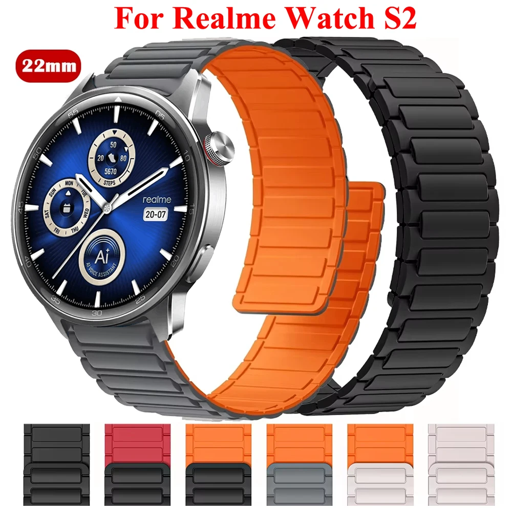 22 مللي متر حزام سيليكون مغناطيسي لساعة Realme S2 سوار ساعة رياضي Correa لساعة Realme S S Pro 2 2 Pro 3 3Pro حزام الساعات