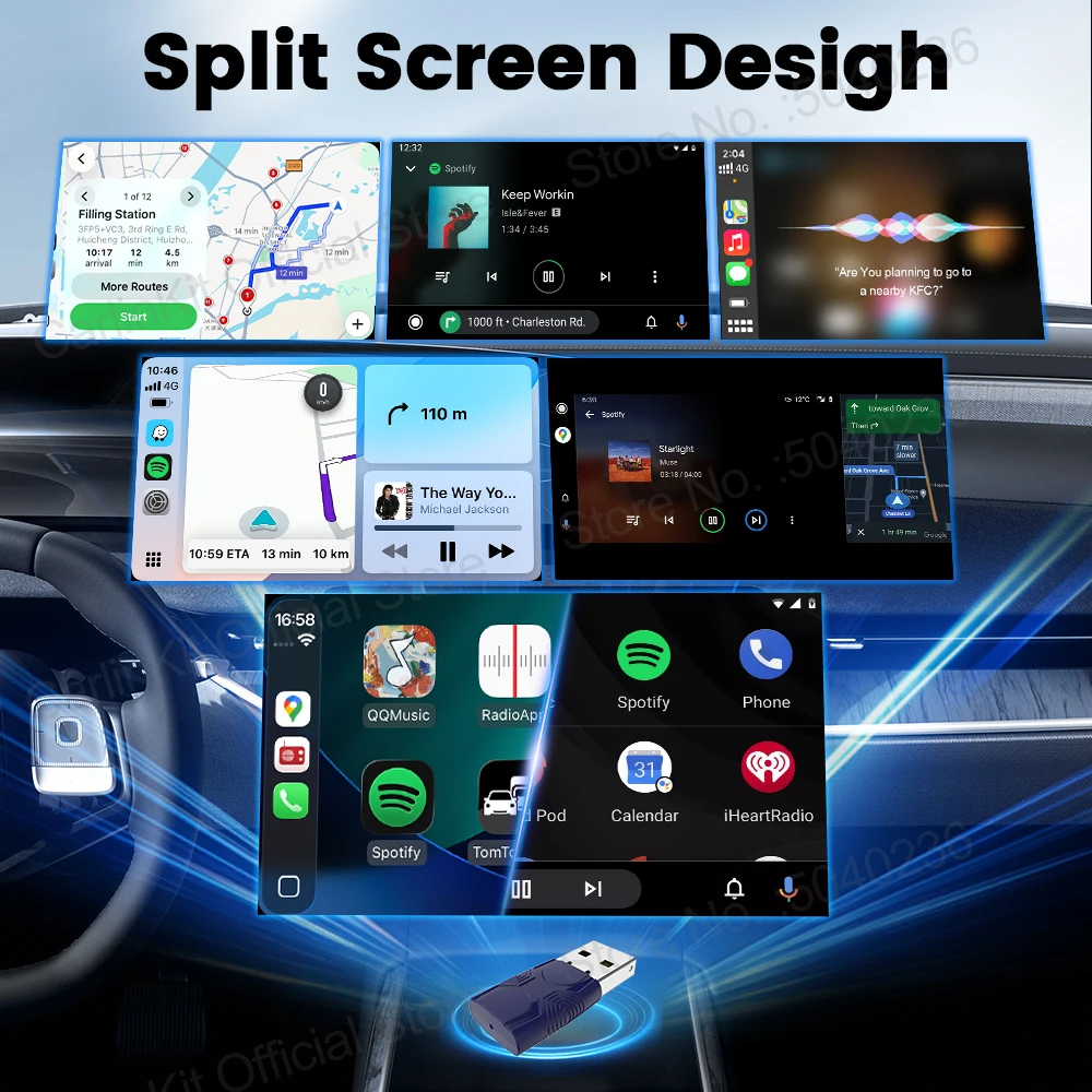 2026 New Mini Ultra CarlinKit 5.0 Wireless CarPlay & Android Auto USB Dongle Plug &Play WiFi Bluetooth Auto-Connect For OEM Cars view 3