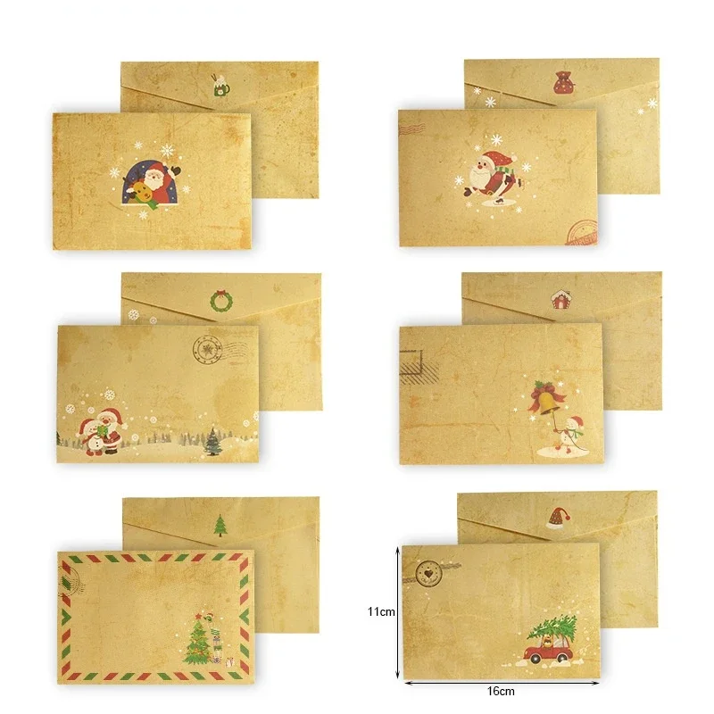 Christmas Writing Papers Envelopes Set Pretty Letter Paper Cartoon Santa Claus Snowman Gift for Friends