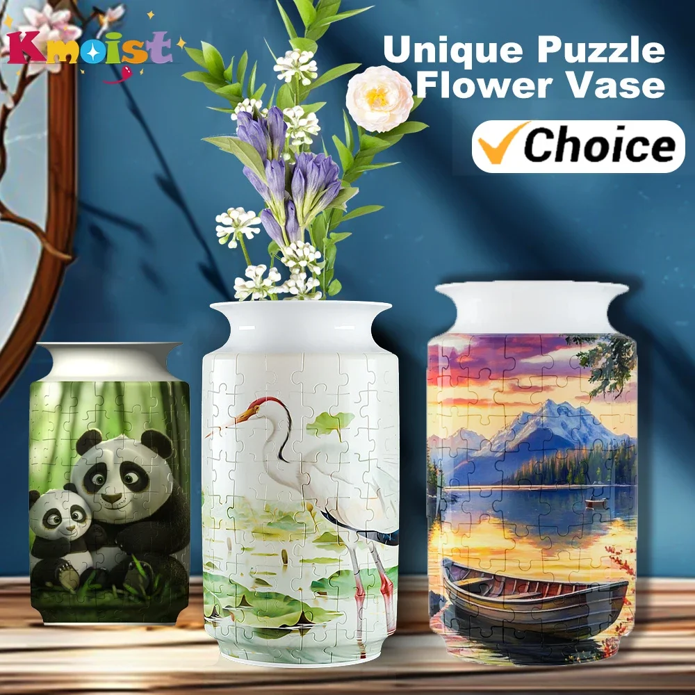 

Креативный дизайн, 3D ваза-головоломка в китайском стиле, украшение для дома, печатный пейзаж с пандой, цветочная композиция, подарки на новоселье для детей