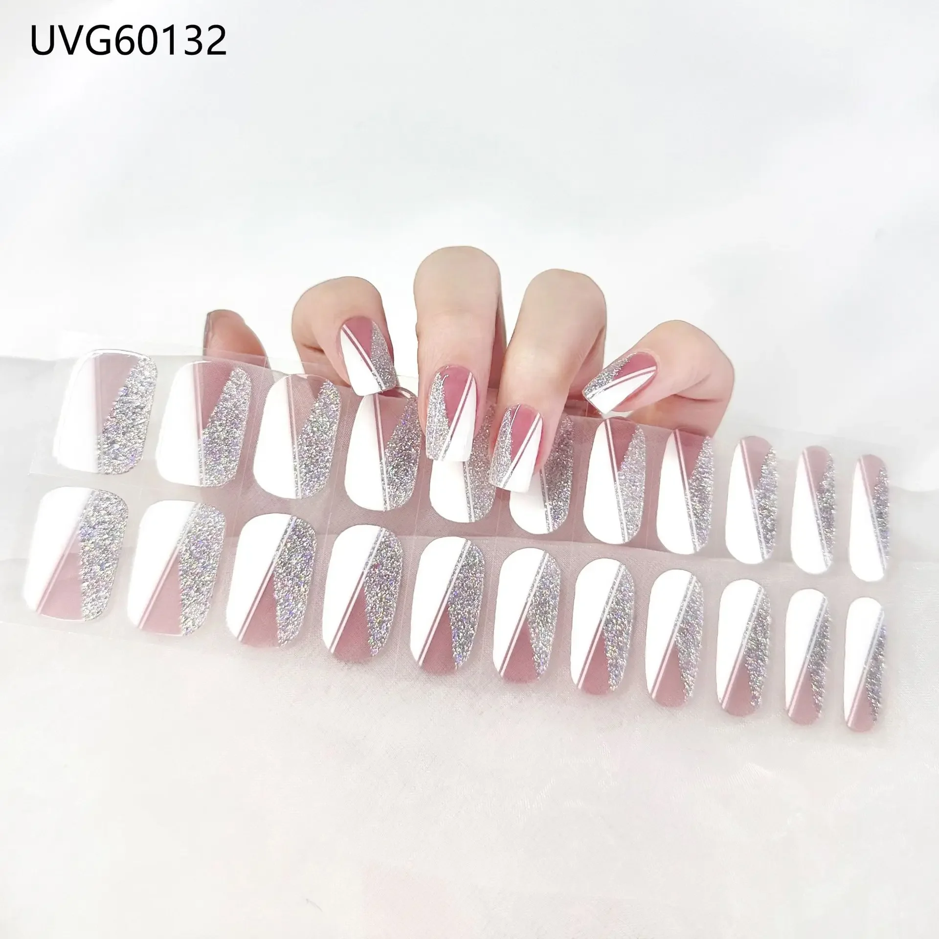 Semi Cured Gel Nail Strips Nail Gel UV Stickers Chameleon Aurora Uñas Gel Polish Wraps Full Cover Long Lasting Finger Nail Decal