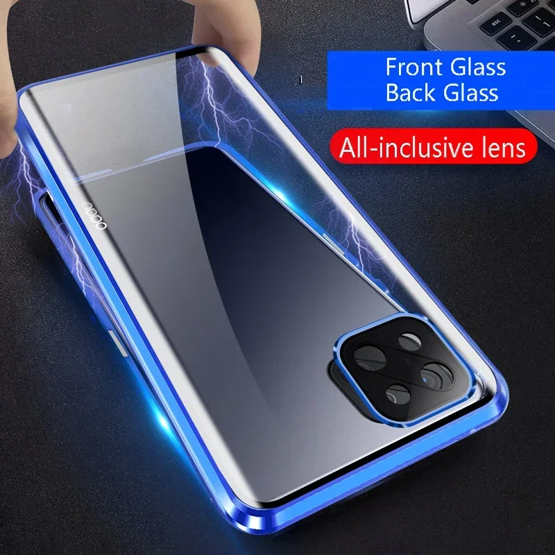

Double Sided Glass Magnetic Metal Phone Case for OPPO F29 F21s F25 F27 Pro Plus F23 5G Full Camera Lens Protection Cover Cases