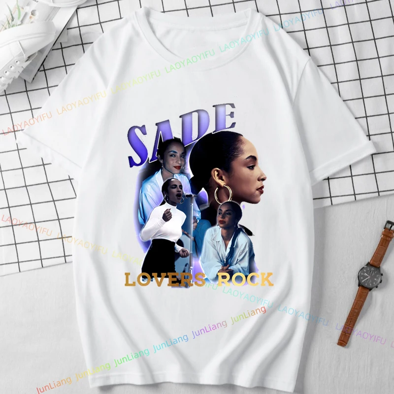 S-Sade Singer 80s Music Vintage T Shirts Men Women Y2k Clothes 100% Cotton Harajuku Streetwear Loose Hip-hop Top Tshirt T-shirt