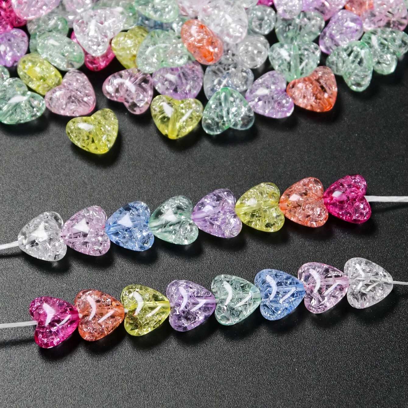 خرزات متفرقعة على شكل قلب ونجمة لصنع المجوهرات ، قلادة مصنوعة يدويًا ، أقراط ، سلسلة مفاتيح ، ملحقات هاتف ، تصنعها بنفسك ، 10: 80