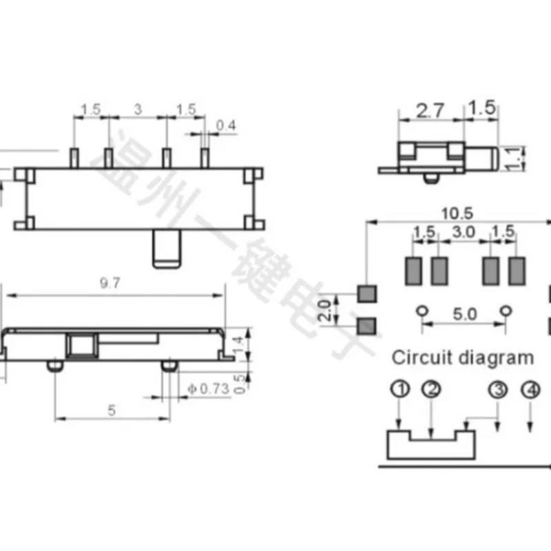 100PCS MSKT-13C01 MINI slide switch 1P3T SMT SMD 8pin mini toggle switches Handle high 1.5mm micro slide switches with fixed pin