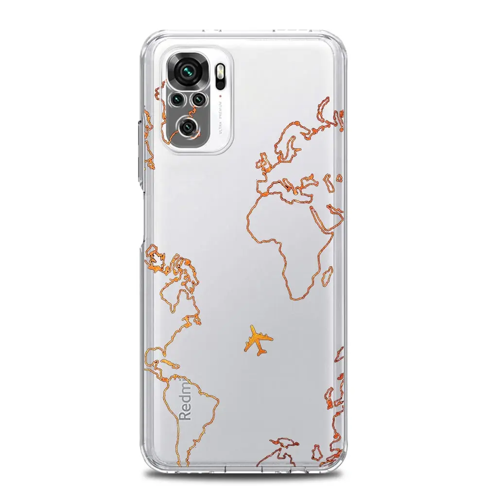 Phone Case For Redmi Note 13 12 5G 9S 9 8 10 11 Pro Plus 4G 9T 13C 12C 10C 9C 9A 7 Pro Cover Cartoon World map scenery direction image 5