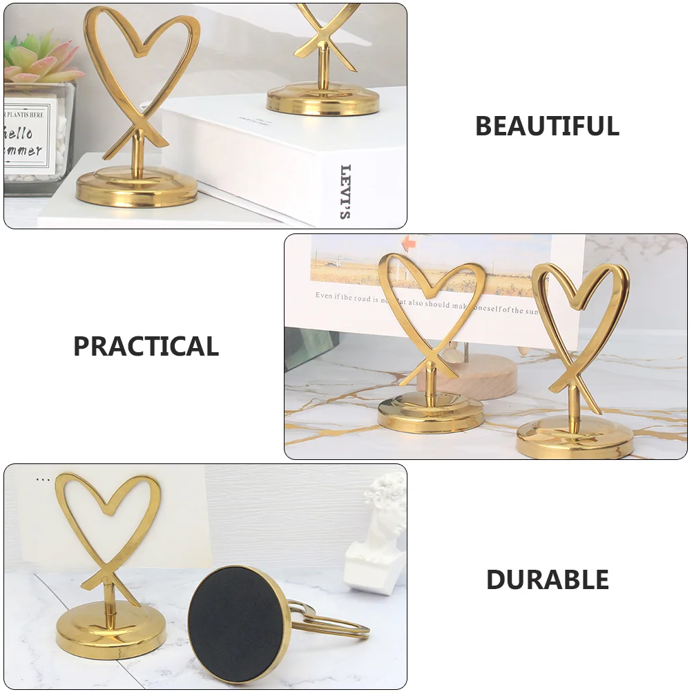 Centerpieces for Wedding Menu Photo Folder Sign Desktop Note Clip Decorations Golden Plating Cards Clamp