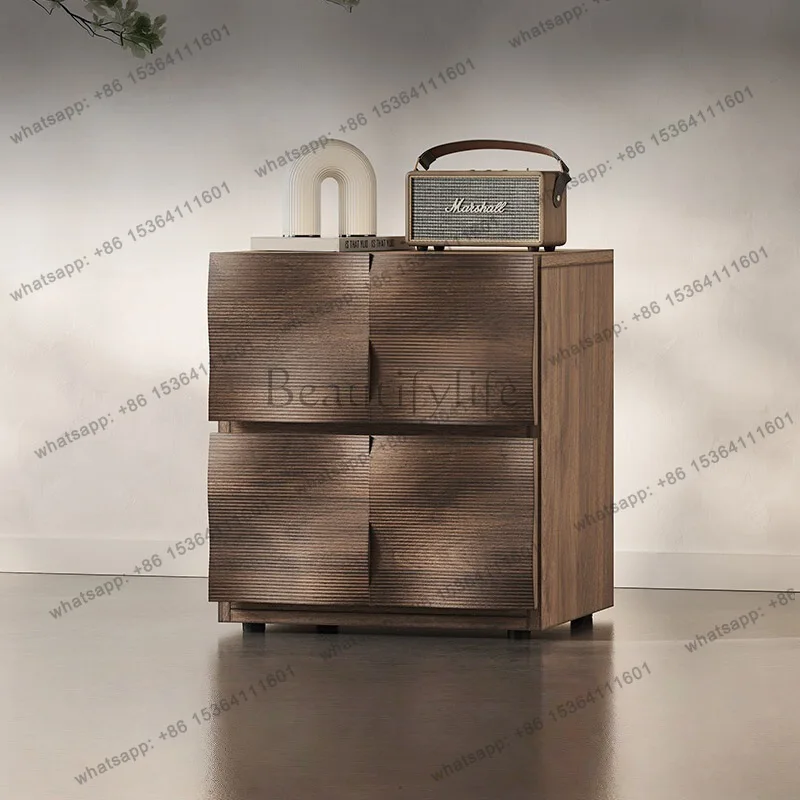 

Italian minimalist bedside table Modern minimalist bedroom Walnut light luxury high-end storage cabinet