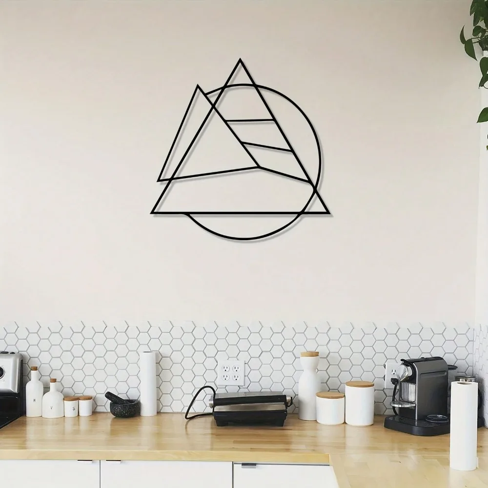 CIFBUY Iron Wall Art Geometric Triangle Modern Waterproof Sculpture For Home Living Room Hanging Decor Gift