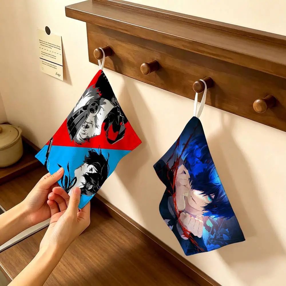 Game P-Persona 3 Polyester Cotton Hanging Kitchen Towel, Absorbent Hand Wiping Cloth for Daily Cleaning Drying