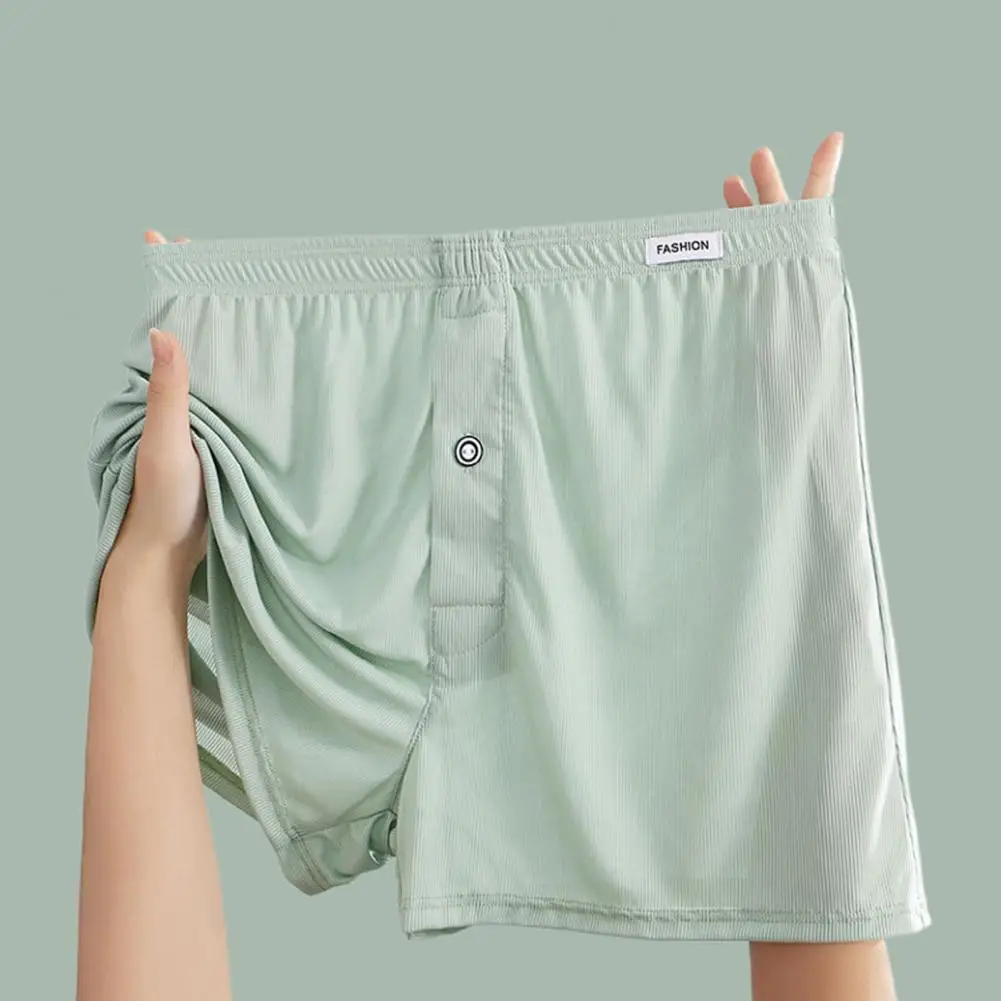 Boxer taille élastique mi-haute pour homme, tissu doux et respirant, coupe large adt, conception de mouche à boutons, solide pour le confort