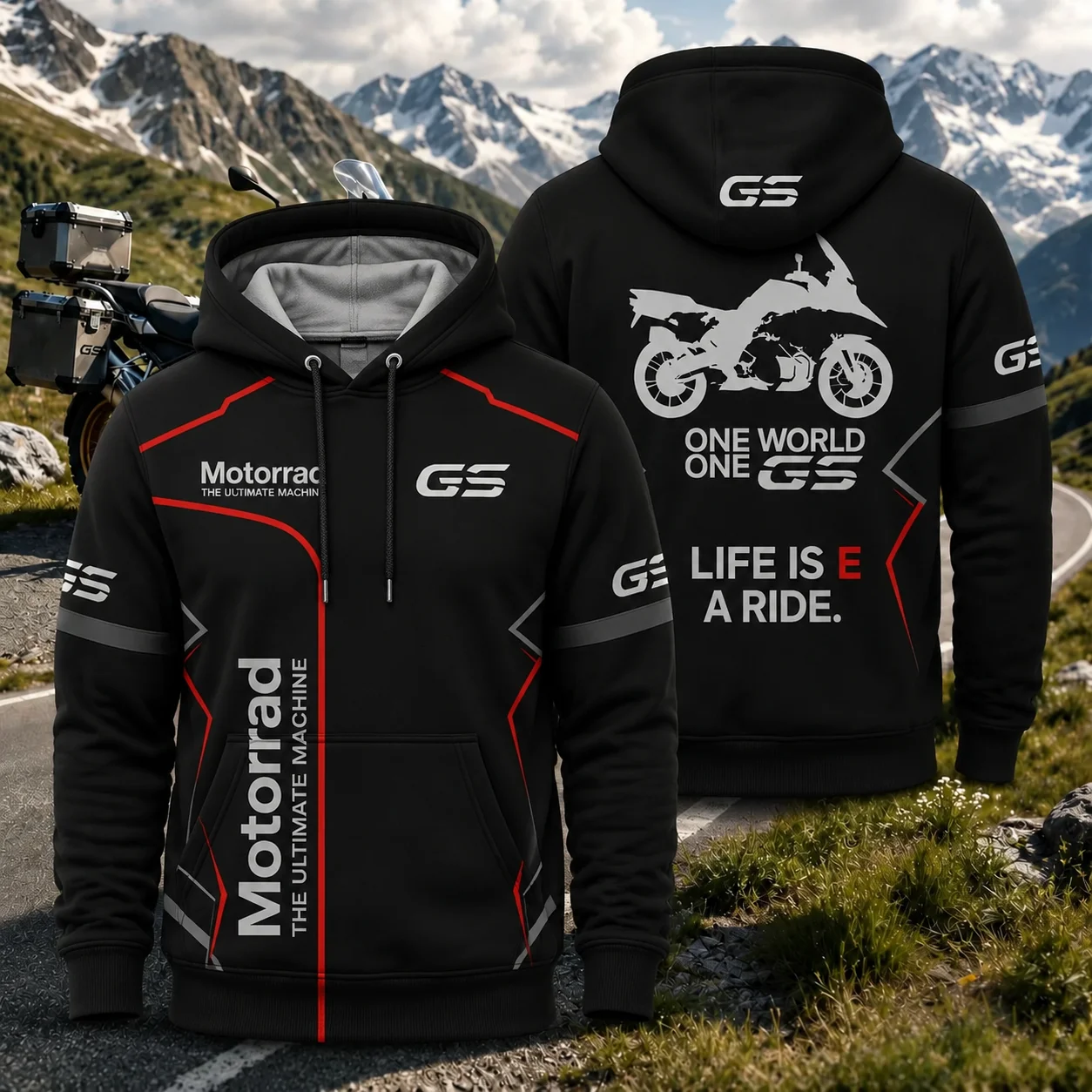 2026 Mens Motorrad Hoodie Featuring The Ultimate Machine Text and Motorcycle Silhouette Sportswear Hoodie Harajuku Sweatshirt