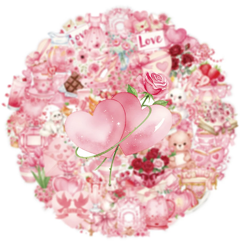 10/30/56 قطعة الوردي رومانسية عاشق هدية الكرتون ملصقات لطيف الجمالية الكتابة على الجدران الشارات للأمتعة المحمول الدراجة ملصق شفاف