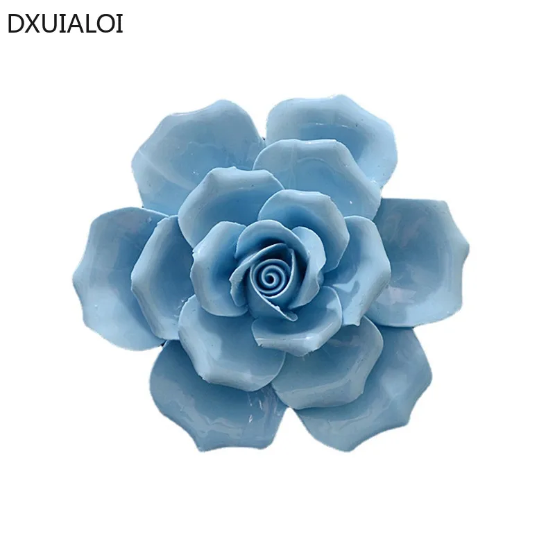 1pc Wall mounted ceramic flower Wall Stickers Crafts, Camellia, Roses, Peony, Wedding Room Decoration Christmas Gifts
