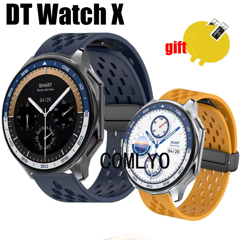 For DT Watch X Smart watch Strap Wristband Silicone Sports Soft Women Men Band Screen protector Film