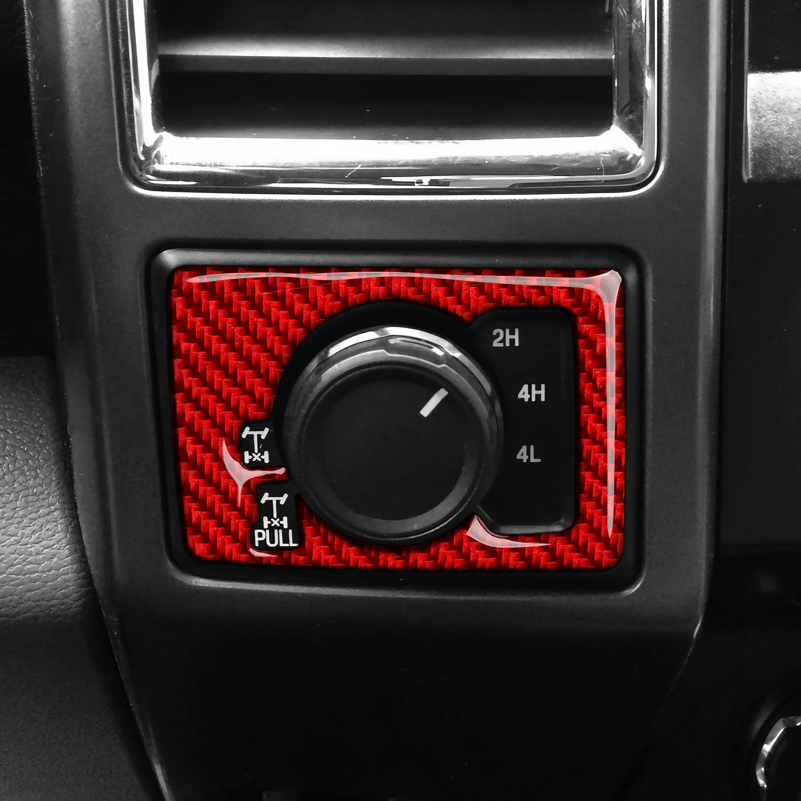 Red Carbon Fiber Sticker. Car Center Console 4WD Switch Panel. For Ford F-150 250 350 450 550 (2015-2022) Interior Accessories.