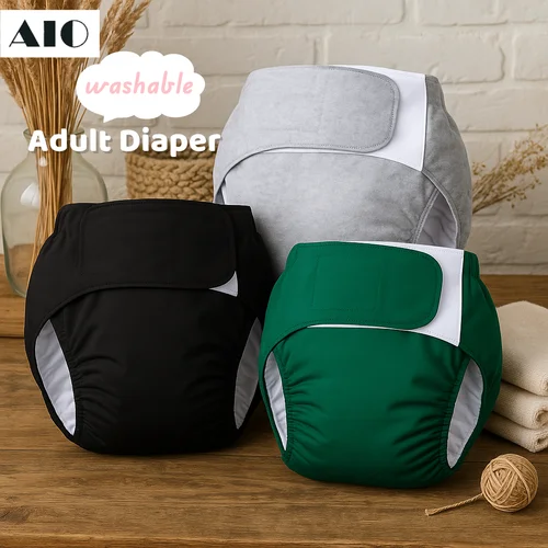 Imagen 1 del producto Pañales grandes reutilizables para adultos, pantalones ajustables para incontinencia para hombres y mujeres, pantalones a prueba de fugas para dormir para personas mayores con discapacidad