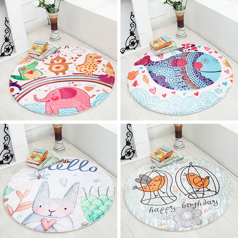 

Cartoon Carpet Round Floor Mat Children Crawling Mat Cartoon Mat Room Decoration Teenager Rugs and Carpet for Home Living Room