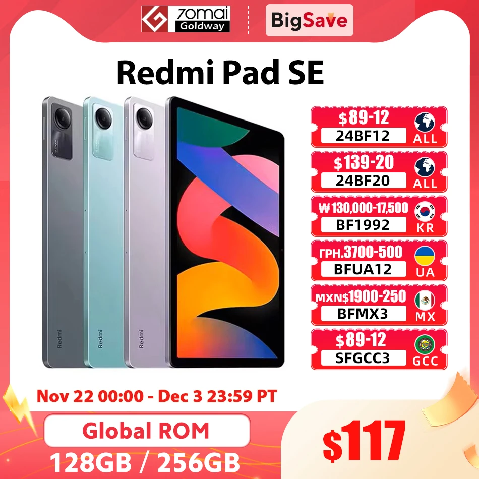 Global ROM Xiaomi Redmi Pad SE Snapdragon 680 CPU 6GB 8GB / 256GB 128GB 11 Inch 90Hz Screen 8MP 8000mAh CN Version MiPad Tablet