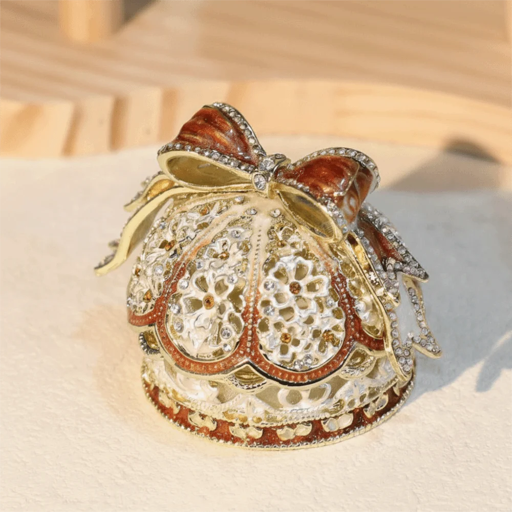 

Light Luxury Crown Jewelry Box Desktop Design Mini Size Enamel Color Crown European Style Enamel Finish Ring Holder