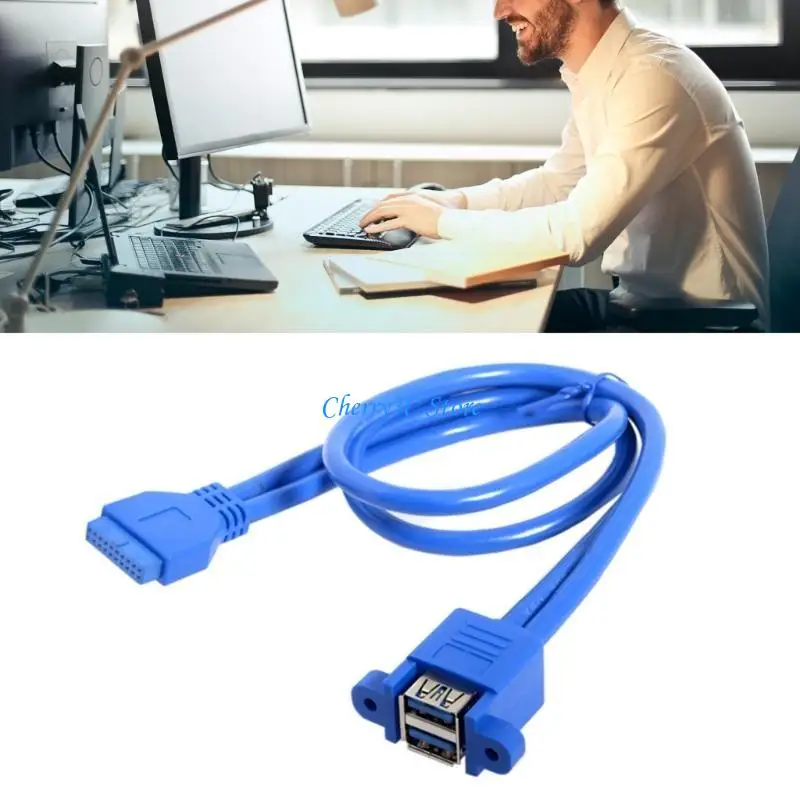 83CE USB3.0 Female Panel Type to Motherboard 20Pin Header Cable Double Ports