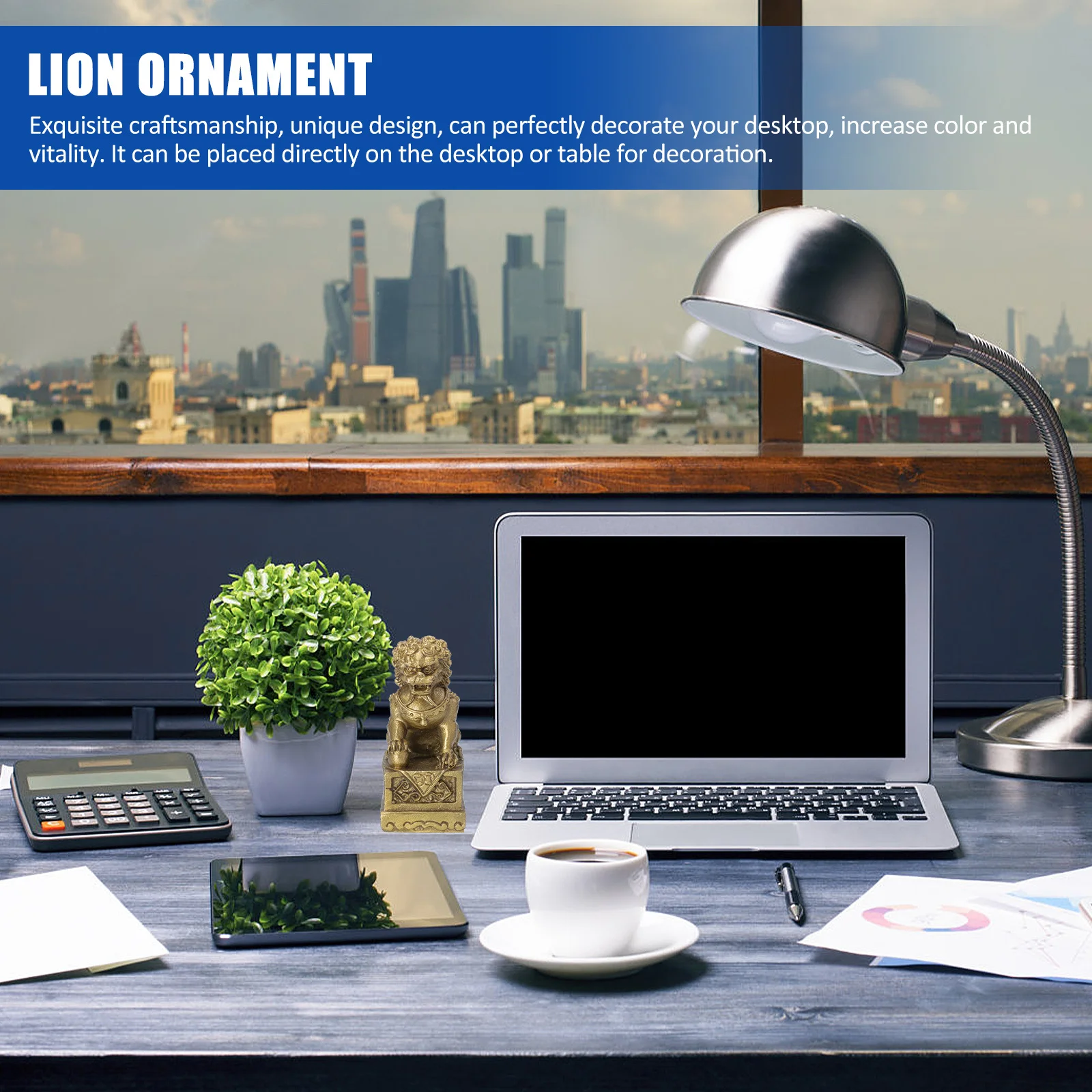 

Small Brass Lion Decoration Desk Top Indoor Decorative Piece Prosperity Lucky Charm Tabletop Adornment Feng Shui Symbol