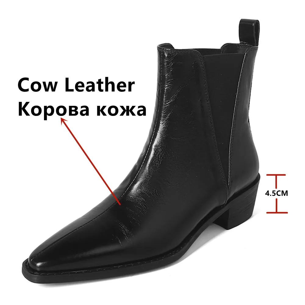 FEDONAS damskie botki jesień zima prawdziwa skóra Chelsea Boots grube obcasy biurowa, damska buty robocze kobiety w stylu Retro