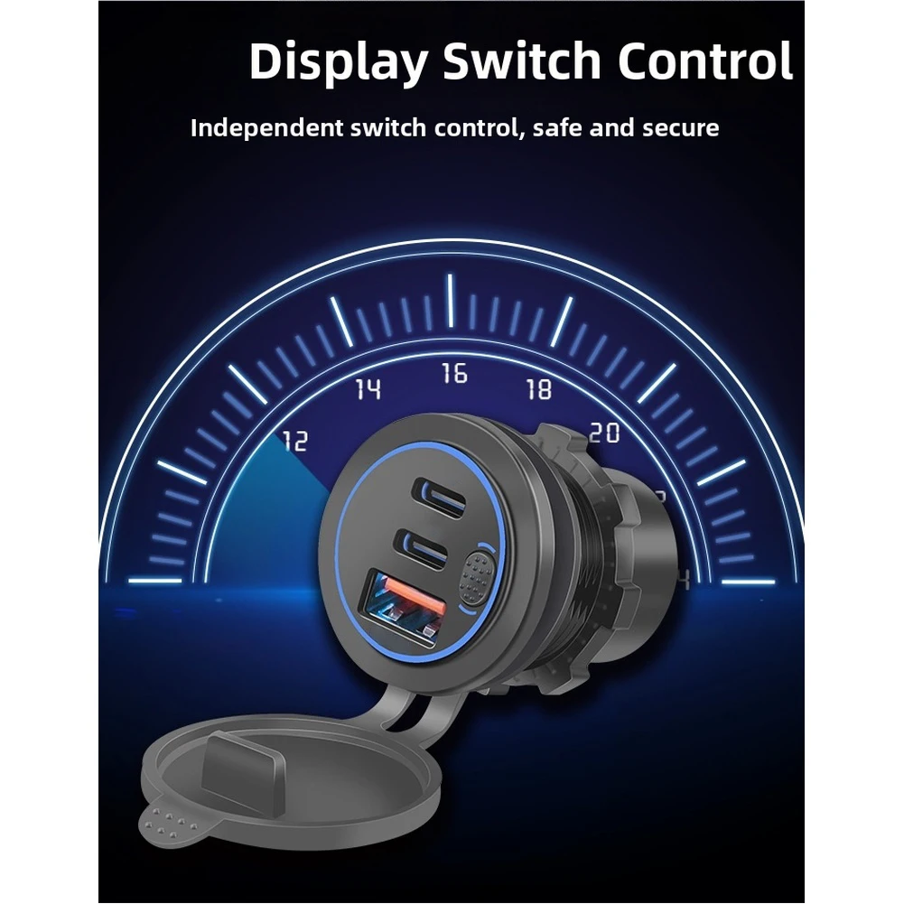 Car Charger 54W 12-24V FOR Qc3 .0  FOR Pd Fast-Charge 3 Port 12V 24V With Switch Car Charger Replacement Accessories