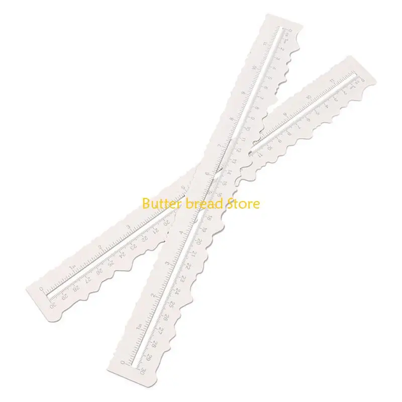 W89C Metal Craft Ruler Wavy Line Jagged Irregular Edges 12Inch Measuring Drawing Tool