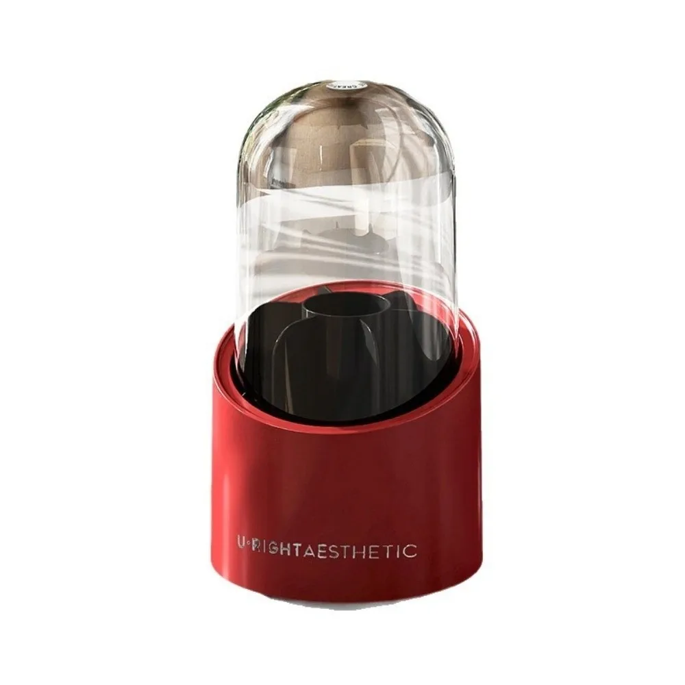 Large Capacity 360° Rotating Makeup Brushes Holder Waterproof Dustproof Cosmetic Storage Box Transparent Cover with Lid