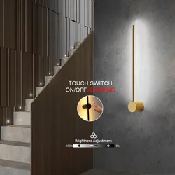 2/1 PCS Led Wall Lamp Real Golden 350° 85v-265v Touch Dimming Switch Long Wall Light For BedroomLiving Room Sofa Background 2024