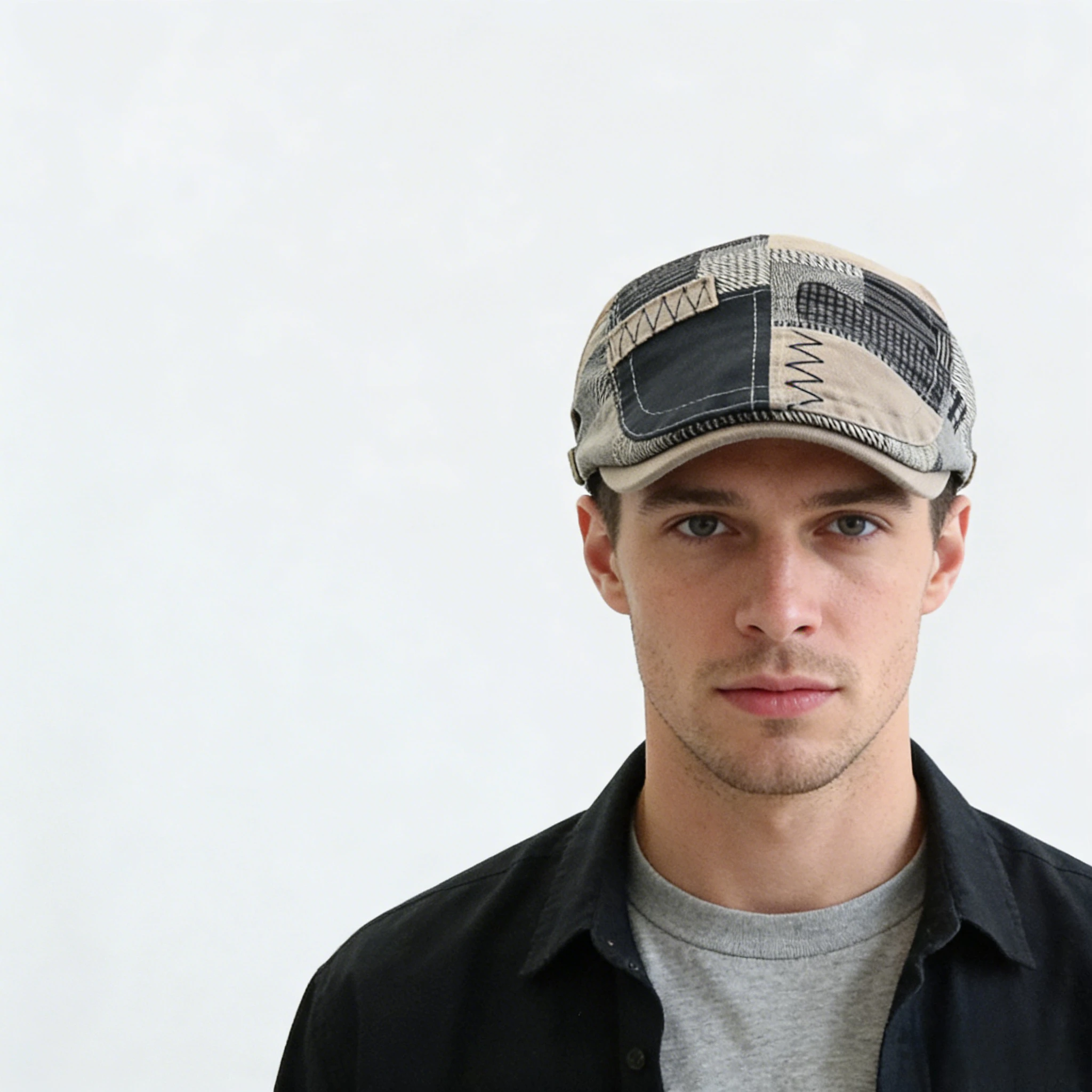 Unisex Cotton Fabric Splicing Adjustable Newsboy Caps British Painters  Hats Spring Autumn  Hip Hop Berets Hat