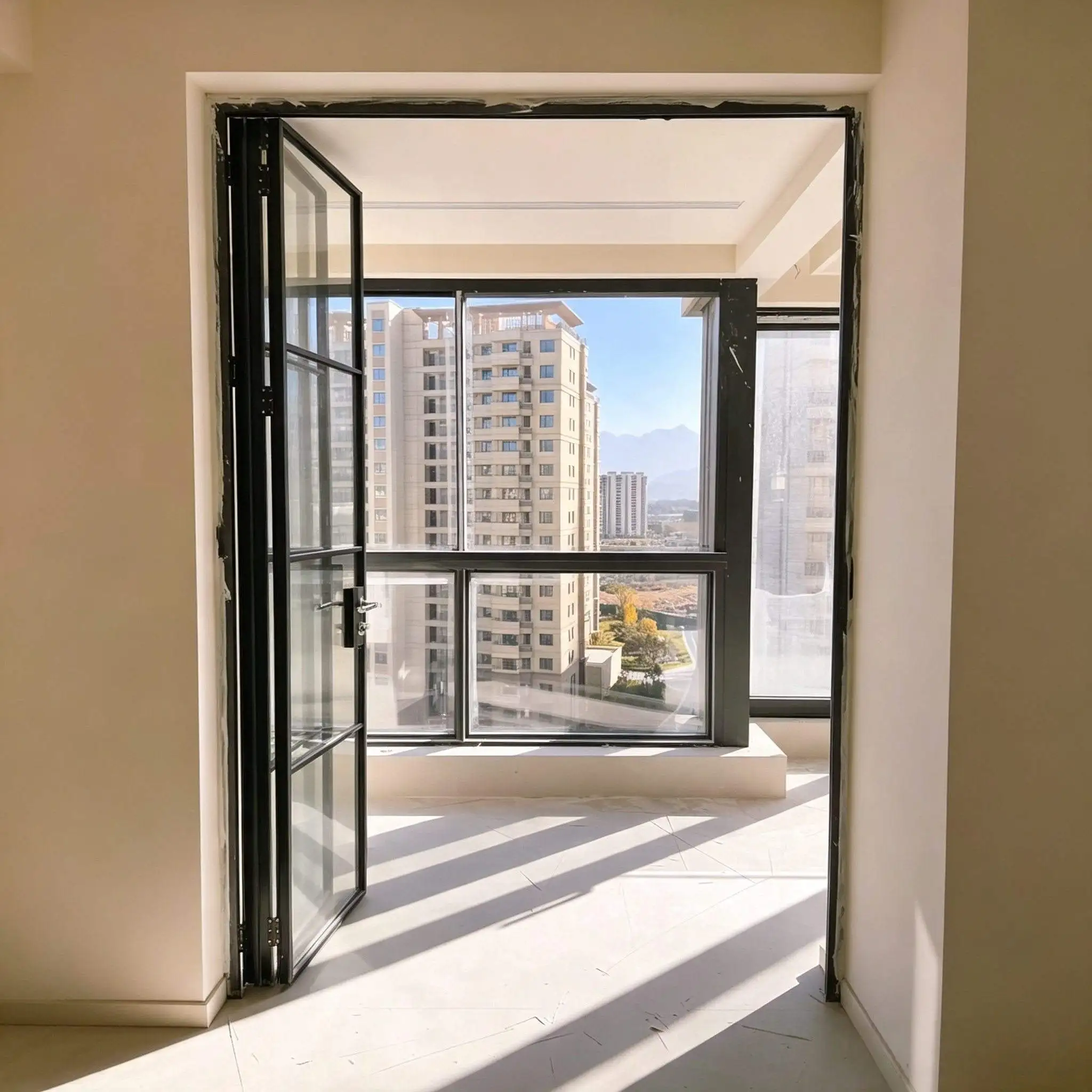 Save Space Household French Door Hidden Track Design French Folding Doors Aluminum Frame Glass French Accordion Folding Doors