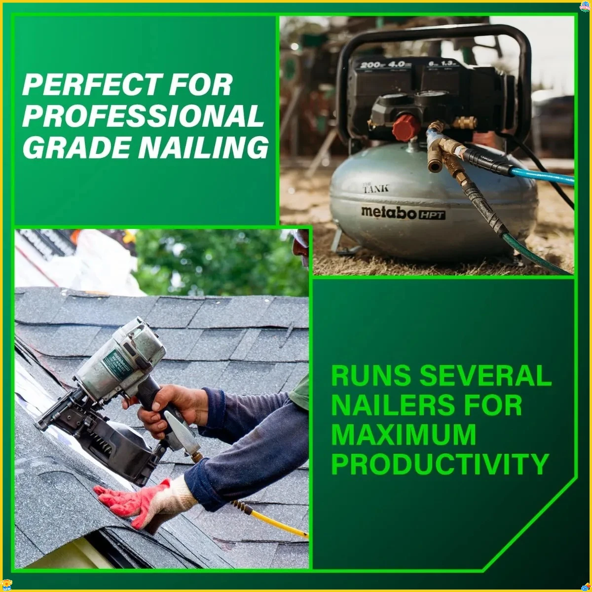 Air Compressor 6 Gallon 200 PSI, Portable Pancake Compressor for Framing Nailer, Siding, Roofing, Versatile and Efficient