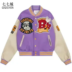 Varsity Baseball Jacket Men Spring Leather Sleeve Letter Flocking Embroidery Bomber Jackets Women Hip Hop Casual Coat Streetwear