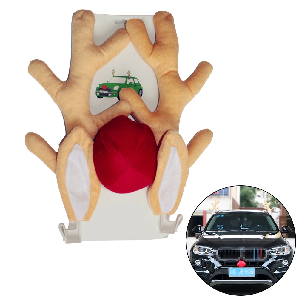 

Car Antlers Decoration Reindeer Kit Nose Christmas Fashionable Decorations and Ears Easy Installation