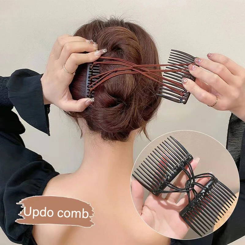 Vintage Magic Hair Comb Women Elastic Rope Hair Accessories Bun Holder Hair Clips Claw Comb-Stay Stretchy Headwear Hairs Styling