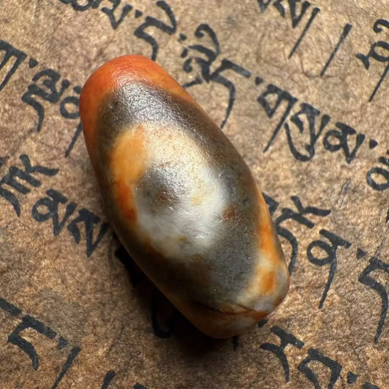 magic-tibetan-old-agate-dragon-skin-king-kong-3eye-totem-dzi-bead-27x133mm-one-object-one-image