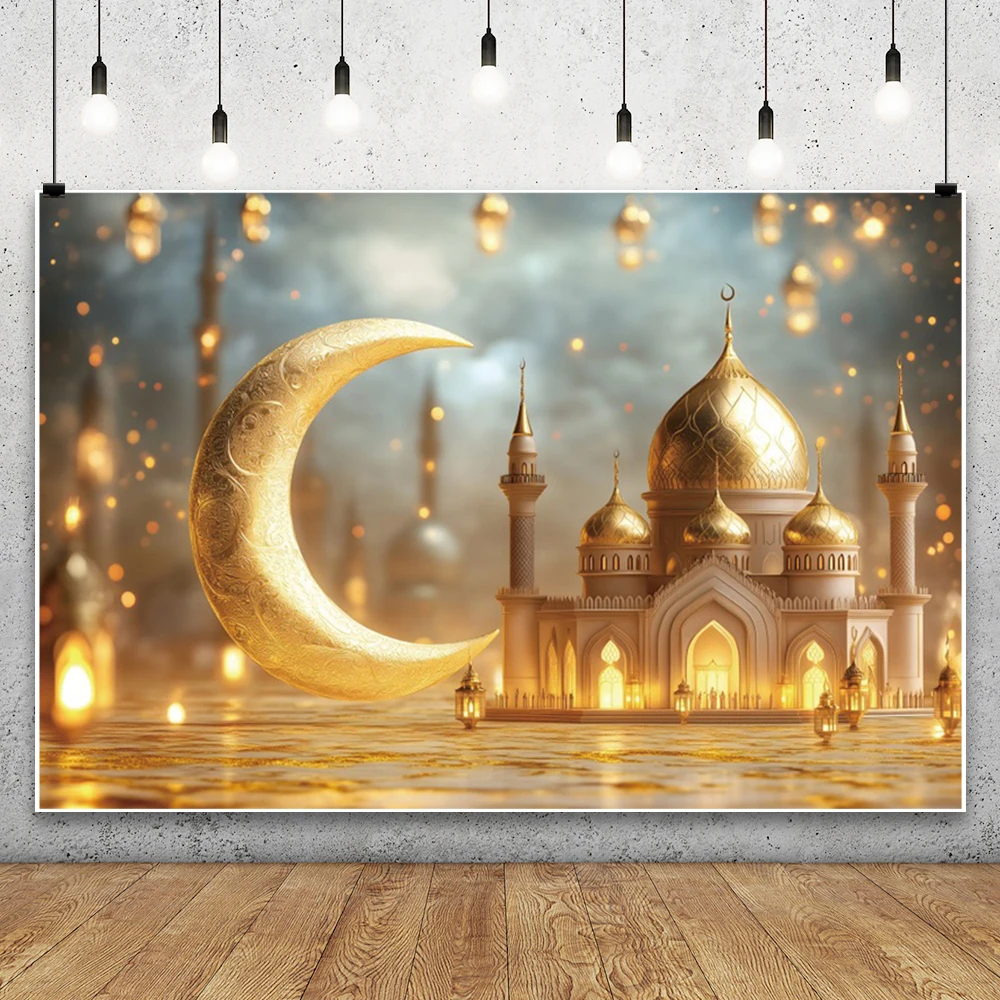 이드 무바라크 배경 이슬람 모스크 라마단 알라딘 모로코 골든 문 랜턴 2025 이슬람 카림 알 피트르 축제 사진 배너