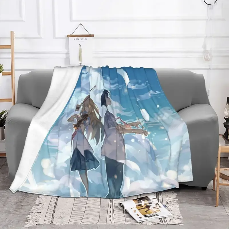 Your Lie In April Blanket Flannel Decoration Anime Miyazono Kaori Breathable Ultra-Soft Throw Blanket Bedding Bedroom Bedspreads