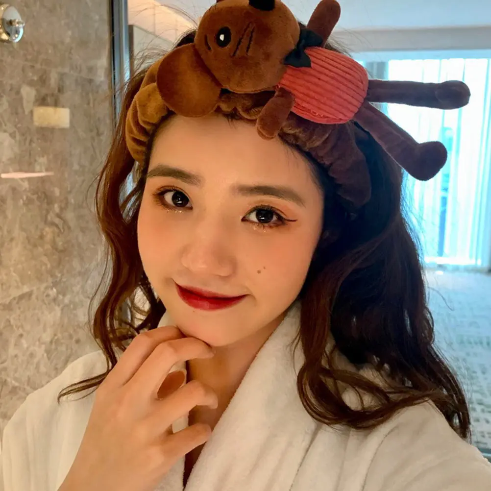 

Повязка на голову с изображением животных, милая повязка для волос для мытья лица, женские ленты, ткань для макияжа, эластичная ткань, прочный, мягкий, удобный, практичный подарок