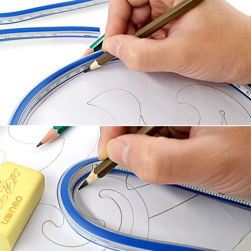 30cm Curved Ruler For Sewing Soft Flexible English And Metric Scale Rule Engineering Drafting Drawing Tool Sewing Accessories