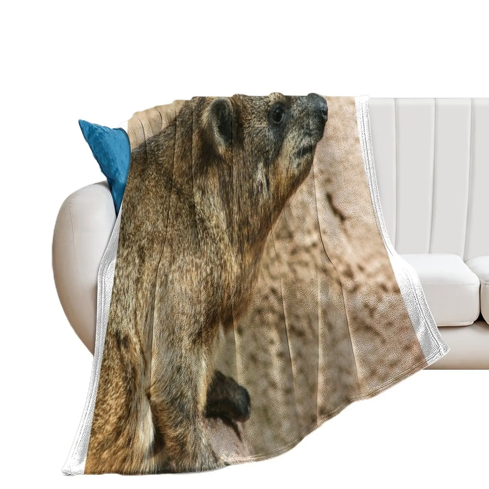 Rock hyrax Throw Blanket Thermal Retros Shaggy Soft Plush Plaid Blankets