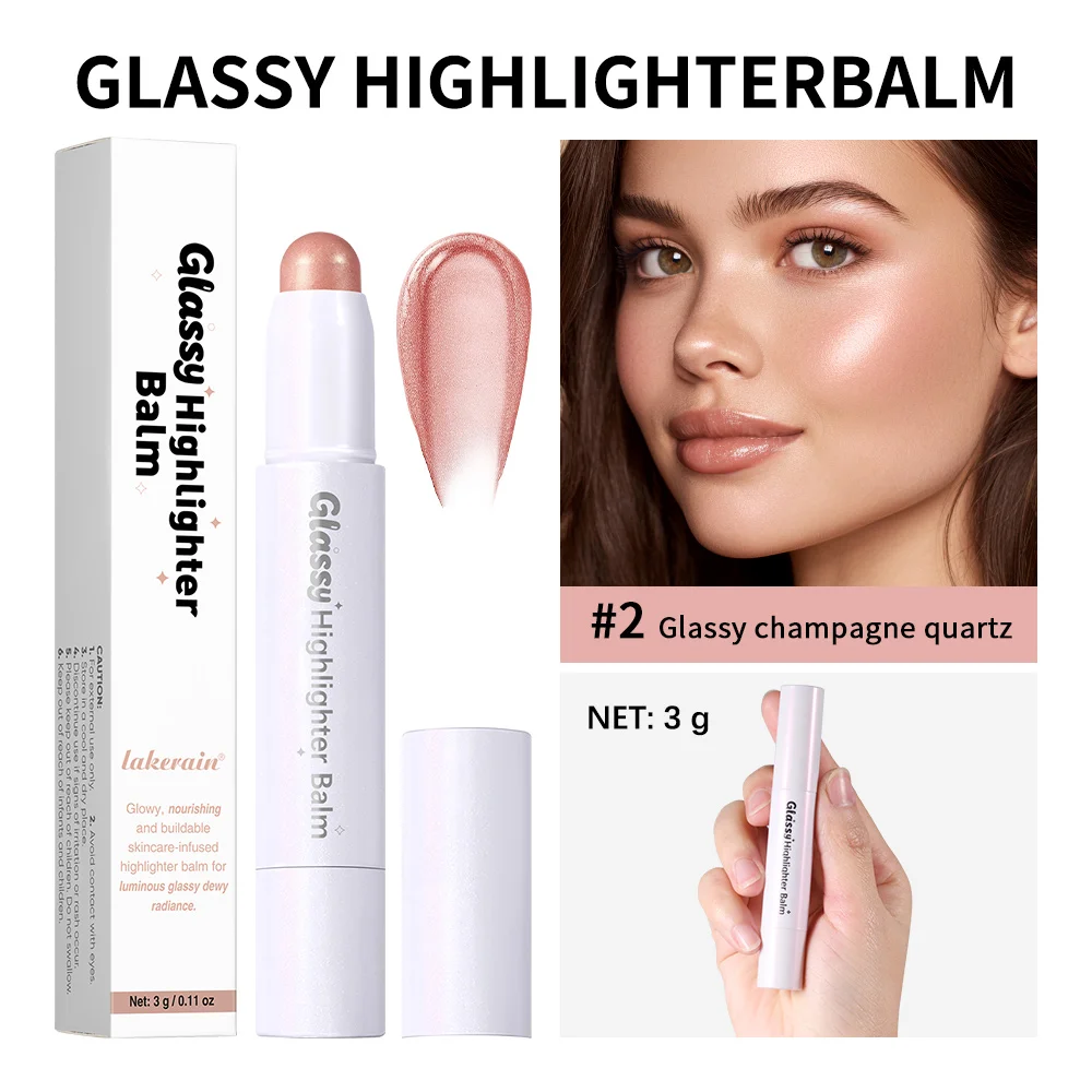 Bálsamo Iluminador Bio-Glassy Nutritivo, Construível, de Longa Duração, Não Pegajoso, Multiuso para Olhos, Bochechas, Lábios e Corpo