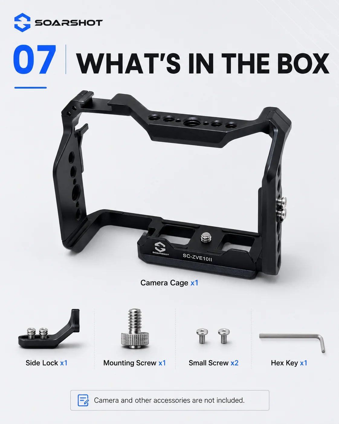 SOARSHOT Kamerakäfig für Sony ZV-E10 II ZV-E10M2 Aluminiumlegierung Kamerarig-Rahmen Cold Shoe 1/4 3/8 Zoll Halterung Vlogging-Zubehör – Detail 7