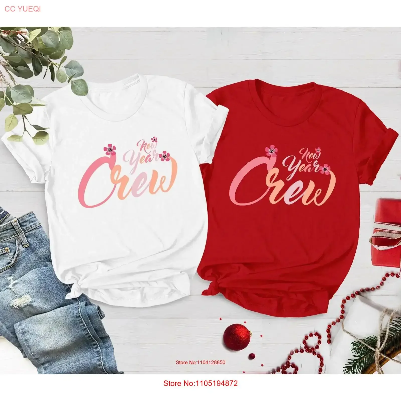 

New Year Crew T Shirt Hello 2023 Christmas Idea Party Family vintage Washed Stretched streetwear homme Stylish Unisex