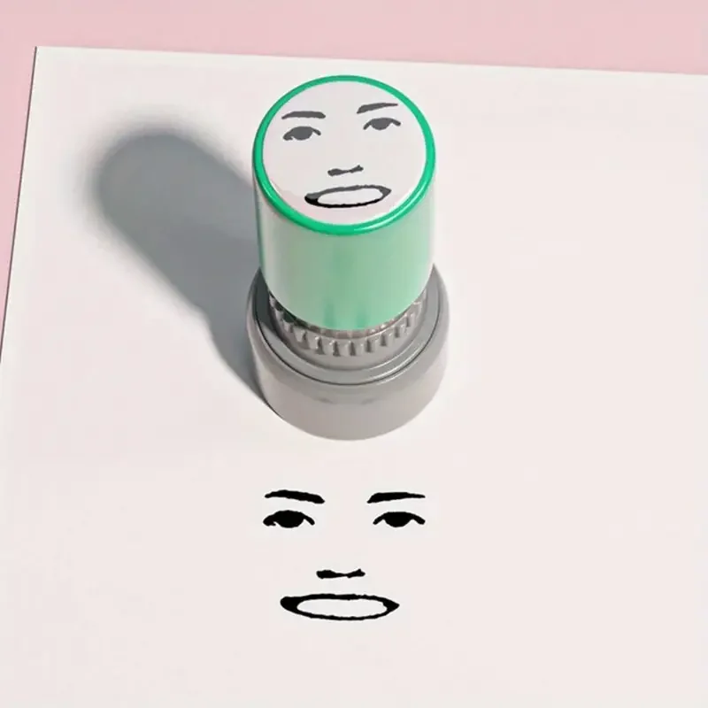 Novelty Face Memes Seal Stamp: Cute Prank Trick Engraved Funny Self-Inking Printing Stamp - DIY Office Supplies