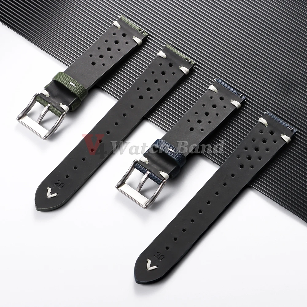 Premium Sailcloth Watch Strap Porous Breathable Watchband Waterproof Nylon Quick Release Bracelet 18mm 20mm 22mm Sport Wristbelt