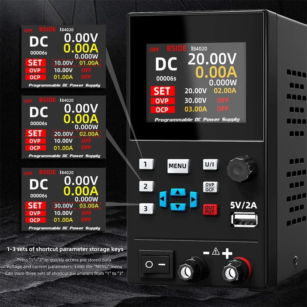 BSIDE Adjustable DC Power Supply Programmable Lab Power Supply Multimeter 300W Voltage Regulator Stabilizers I8305/I83010/I84020