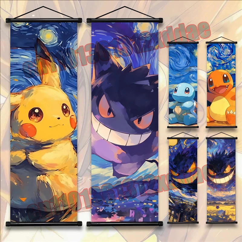 

Аниме Покемон, Звездное небо, Генгар, Чармандер, Пикачу, Печать Искусство Белый Холст Картина Подвесная Настенная Художественная Декоративная Живопись
